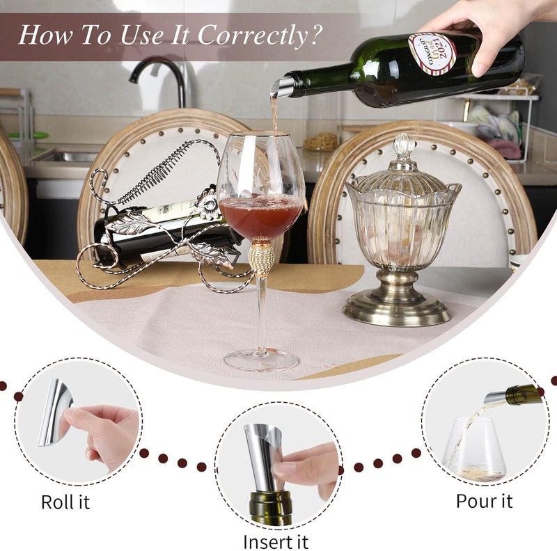 Skyley 120 Pieces Silver Wine Pourer Liquor Stopping Pouring Discs Aluminum Foil Wine Whisky Pourer Thin Reusable Spout Disks for Beverage Beer Liquid Dispenser Bar Party Gift - Image 3